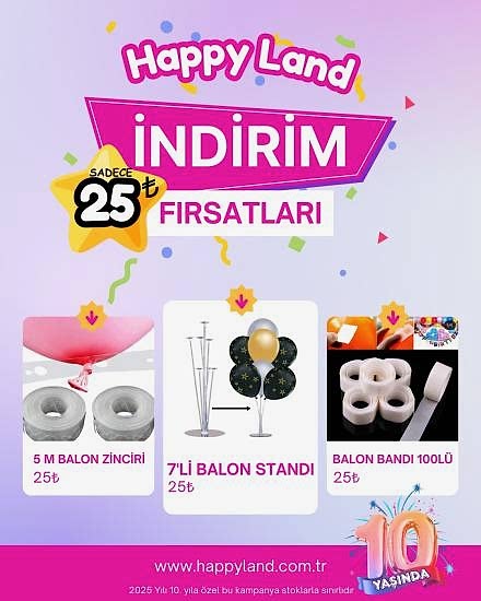 10,YILA ÖZEL KAMPANYA BALON ZİNCİRİ 5 METRE 