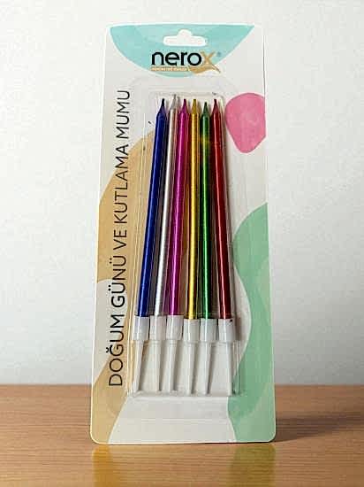 Happyland Çok Renkli Metalik 6’lı Pasta Mumu Doğum Günü Mumu