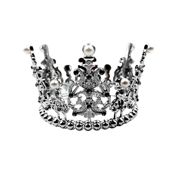 Happyland İncili Gümüş Pasta Tacı Mini Plastik İNCİLİ MODEL TAM TUR 12X12 CM