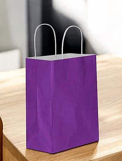 Mor Karton Çanta Battal Boy Büküm Saplı 25 Adet 45x12x50 cm