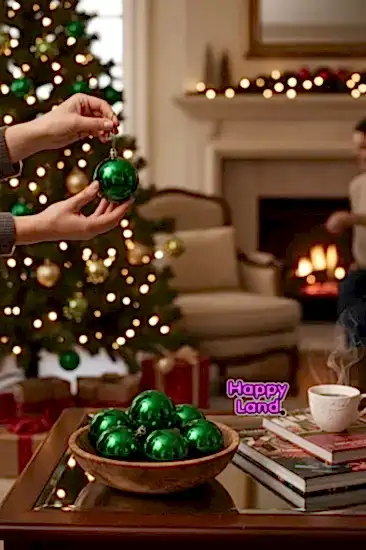 Happyland Yılbaşı Çam Ağacı Süsü 6 Adet 6 cm Yeşil Yılbaşı Topu Yılbaşı Süsü