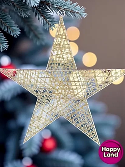 Happyland Dev Boy Gold Yıldız Dekor Yılbaşı Süsü 50 CM Kapı Duvar Ev İş Yeri Yılbaşı Dekoru HP-400C