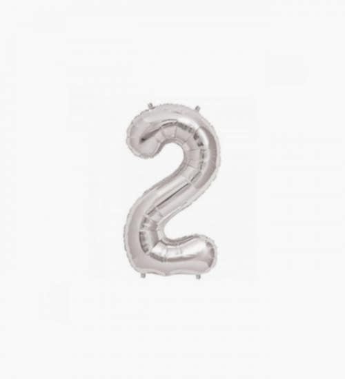 Folyo Balon 2 Rakamı Gümüş 100 Cm büyük boy