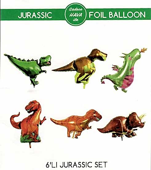 Happyland Dinazorlar Jurassic Folyo Balon Set 6’lı 20cm