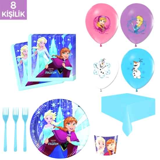 Frozen Karlar Ülkesi Parti Malzemeleri Ekonomik Parti Seti 8 Kişilik