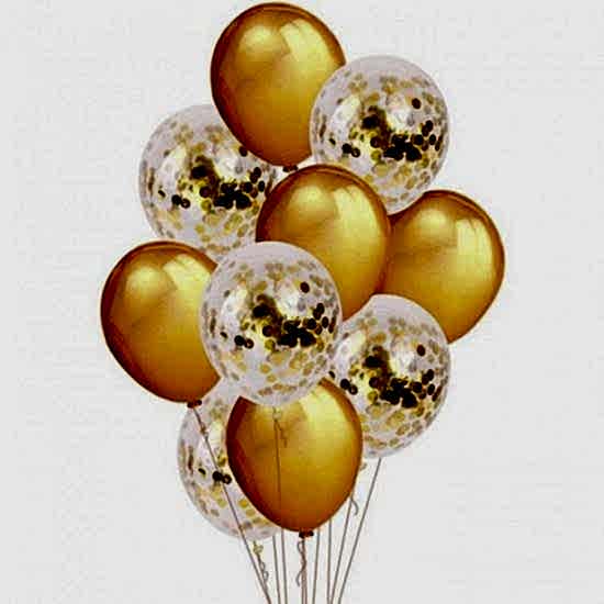 Gold Konfetili Balon Set 10 Adet