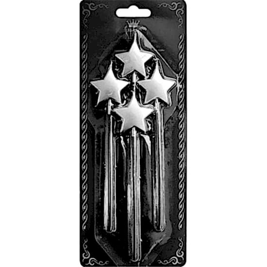 Gümüş Renkli Yıldız Çubuk Mum