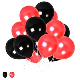 15 Kırmızı 15 Siyah Konsept Balonlar Metalik Parlak 30-35 Cm