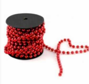 İnce Zincir Boncuk 8 Metre Kırmızı