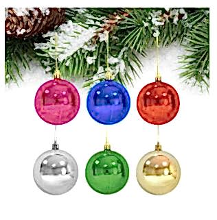 Yılbaşı Renkli Parlak Top Ağaç Süsü 4cm 6’lı