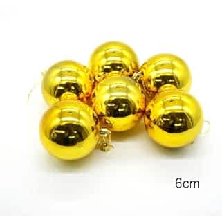 Cansüs 6lı Cici Top Yılbaşı Ağacı Süsü Gold 6 cm