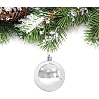 Bir Hayat Grup Yılbaşı Çam Ağacı Süsü Gümüş Top 6 cm 6’lı