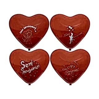 Seni Seviyorum Yazılı 100 Lü Kalp Balon