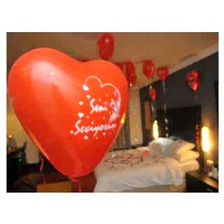 Seni Seviyorum Yazılı Kalp Balonları 50 Adet