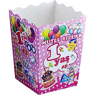 Popcorn Kutusu Karton 1 Yaş (Mısır Cips Kutusu) (8 Adet)