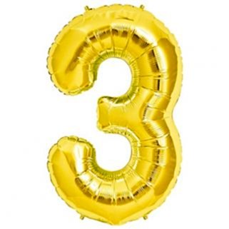 3 Rakam Altın Folyo Balon 100 Cm