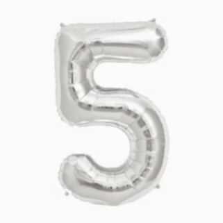 5 Rakam Gümüş Folyo Balon 100 Cm