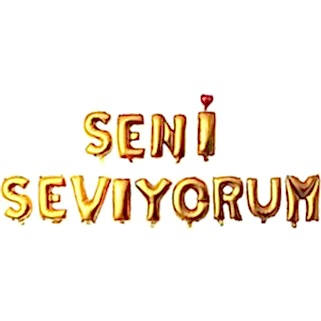 Seni Seviyorum Altın Harf Folyo Balon Set 35cm