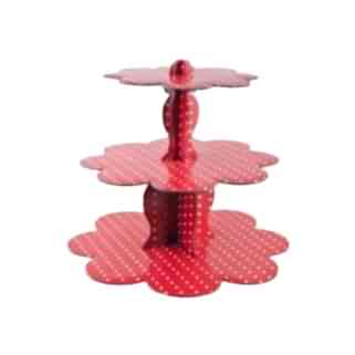 Kırmızı Renk Puantiyeli Cupcake Standı