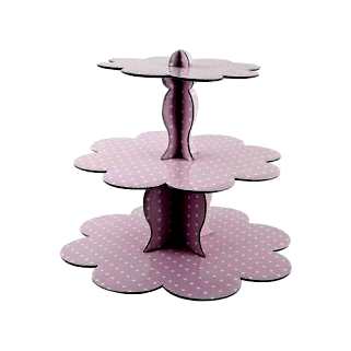 Pembe Puantiyeli Cup Cake Standı