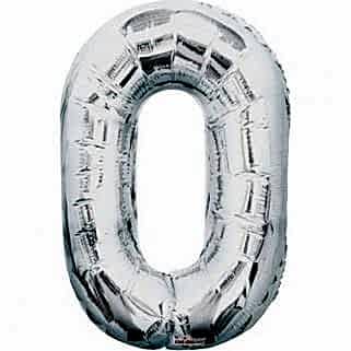 Gümüş Folyo Rakam Balon 0