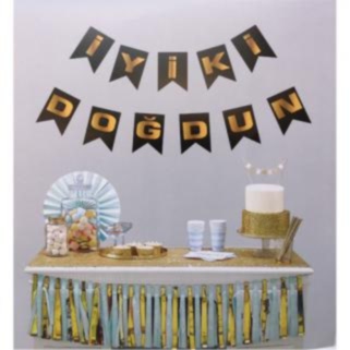 Flama Bayrak İyiki Doğdun Set Karton Siyah