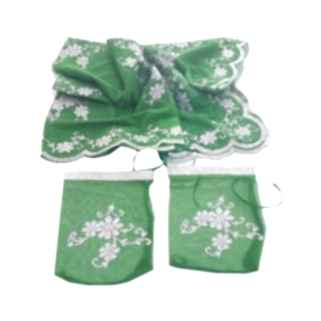 Kına Duvağı Ve Eldiveni Tülden Pullu Yeşil P1 - Ar