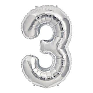 3 Rakam Gümüş Folyo Balon 90cm