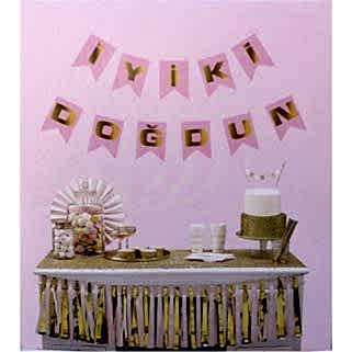 Flama Bayrak İyiki Doğdun Set Küçük Pembe P1 - Ar48