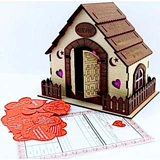 Sevgiliye Ahşap Aşk Evi Tapusu Ve 365 Gün Kalpli Aşk Notları İle