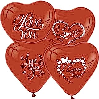 Balon I Love You Baskılı Kalp 10 Adet
