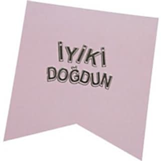 İyiki Doğdun Gümüş Harfler Karton Bayrak Seti Pembe