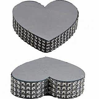 Yüzük Yükseltici Kalpli Etrafı Taşlı Altın/Gümüş (2 Adet)