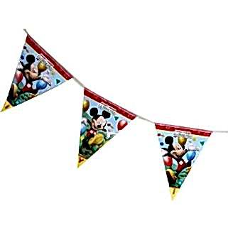 Mickey Mouse Baskılı İyiki Doğdun Yazılı Parti Flama Bayrak