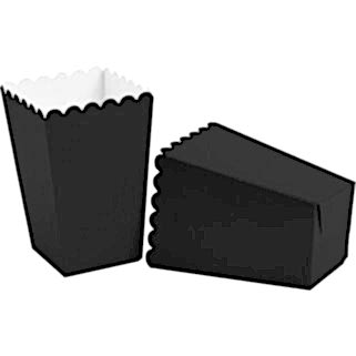 8 li Düz Renk Patlamış Mısır Kutusu Siyah