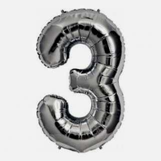 Rakam Folyo Balon 3 Rakamı Büyük Boy Balon Gümüş/Gri 100CM