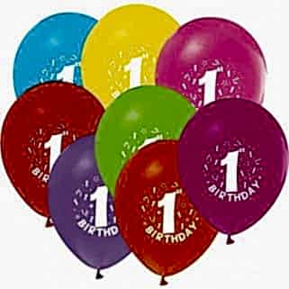 1 Yaş Baskılı Balon Rengarenk Doğum Günü Balonu