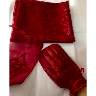 1 Paket Koyu Kırmızı Yüz Örtüsü Allık Ve Eldiven Seti Kına Malzem