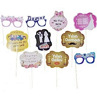 10 Ad Düğün İçin Konuşma Balonu Çubukları Elde Tutulmalı Sözler