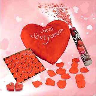 Sevgililer Günü Yastık Hediyeli Süpriz Seti