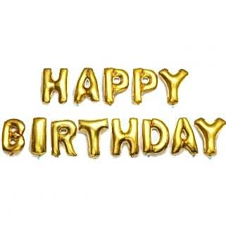 Altın Renk Happy Birthday Folyo Harf Balon Seti