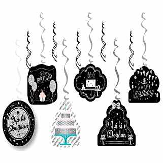 Happyland 6Lı Gümüş Gri Siyah Yetişkin Parti Seti Asmalı Tepe Yaz