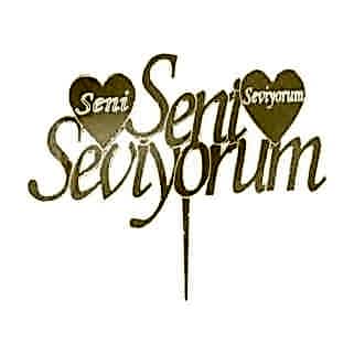 Happyland Gold Altın Rengi Seni Seviyorum Ayna Pleksi Kalpli Past