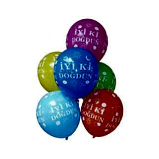 16 Adet İyi ki Doğdun Yazılı Karışık Balon Doğum Günü Uçan Ucuz