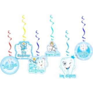 6lı Mavi İlk Dişim Partisi Diş Buğdayı Organizasyon Yazı Süsleri