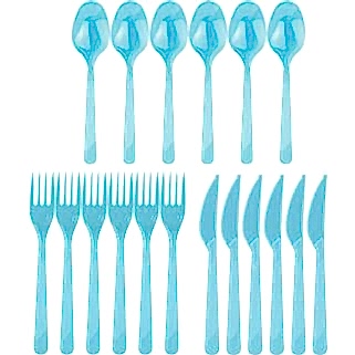 Mavi 24 Çatal + 24 Kaşık + 24 Bıçak Seti Doğum Günü Partisi