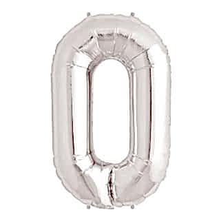 Rakam Folyo Balon 0 Rakamı Büyük Boy Balon Gümüş/Gri 100CM