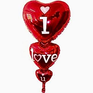 1 Adet Kırmızı Folyo Kalp Balon Büyük (I Love You Baskı)
