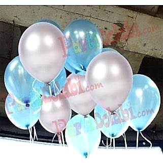 25 Adet Metalik (Açık Mavi-Gümüş Gri) Karışık Helyumla Uçan Balon