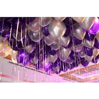 25 Adet Metalik Sedefli (Mor-Gri) Karışık Balon Helyumla Uçan